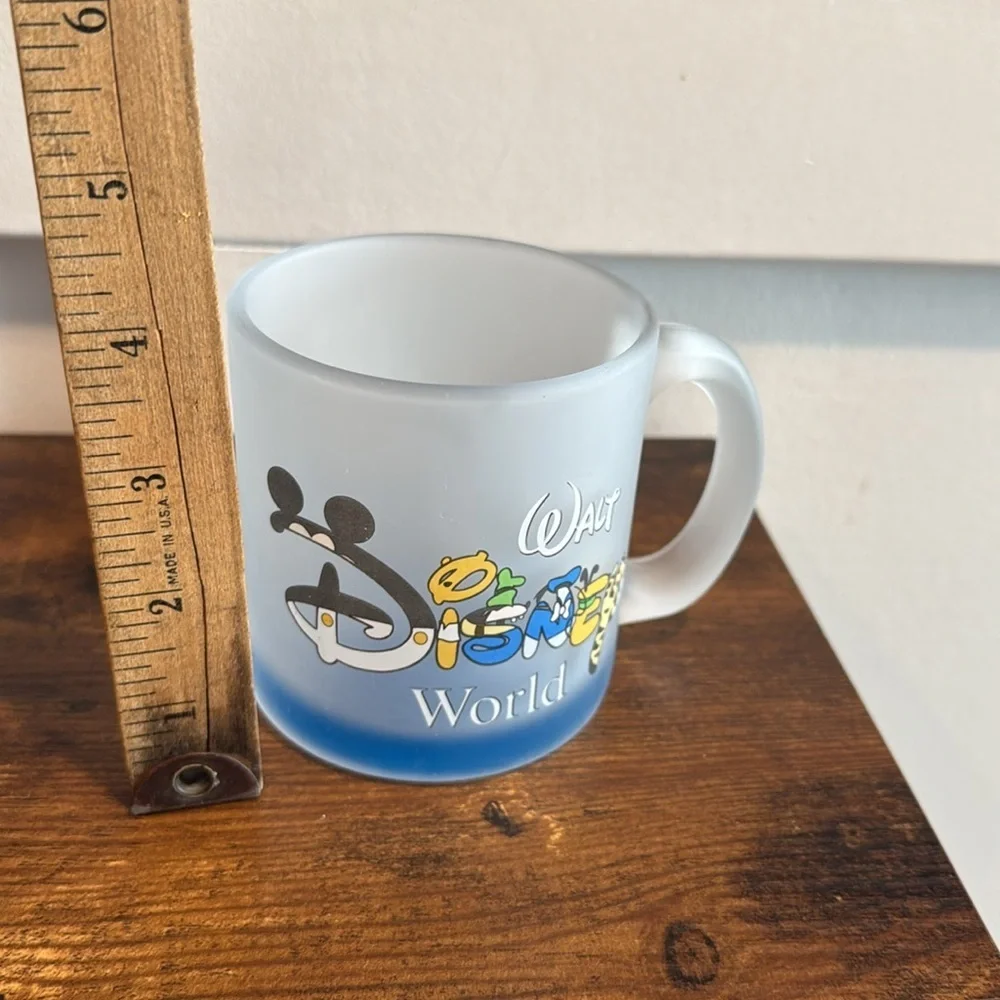 Vintage Walt Disney World Coffee Mug Cup Frosted Glass white lettering